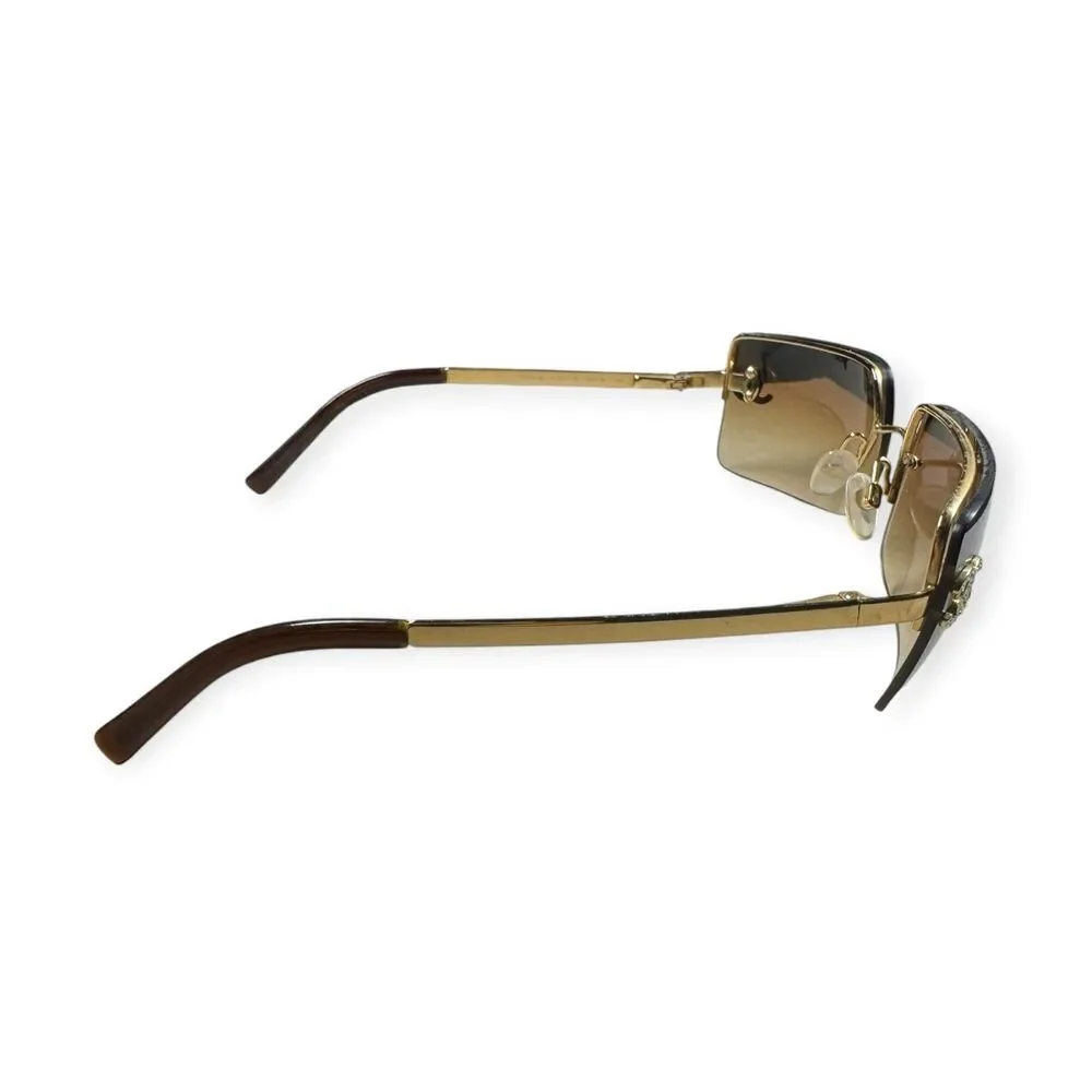 Chanel 4104-B Sunglasses Rimless Gold Frame Rhinestone c.125/13 62-15 120 VTG